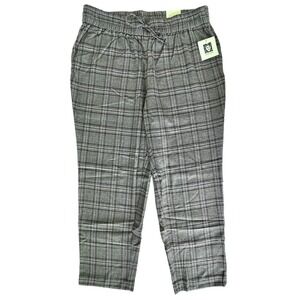 Anne Klein Women's Woven Pants w/ Pockets Slim Ankle Size XL Black Combo Plaid